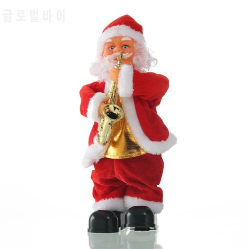 Creative Electric Santa Claus Singing Saxophone Doll Santa Claus Ornaments Children Gifts Decoration Music Dancing Santa Toy