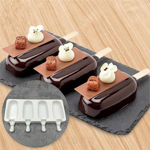 4 Cell Silicone Frozen Ice Cream Mold Juice Popsicle Maker Children Pop Mould Lolly Tray Silicone Molds Cake decorating Baking T