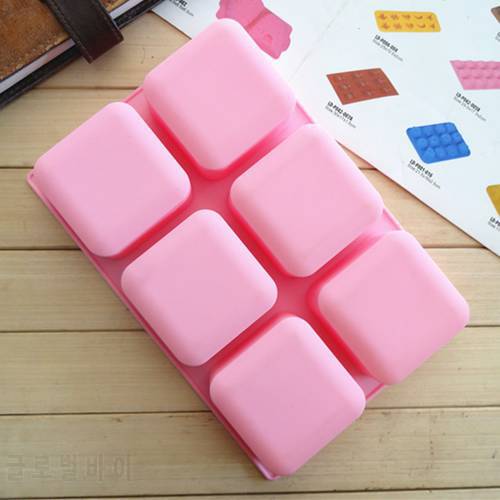 Supply 6 even rounded square die DIY handmade cake mold soap mold150G colour random