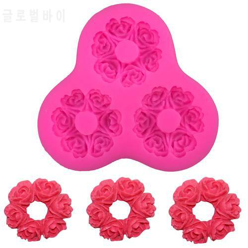 Rose garlands shaped 3D Reverse sugar molding Food Grade silicone mould polymer clay molds chocolate cake decoration tools F0258