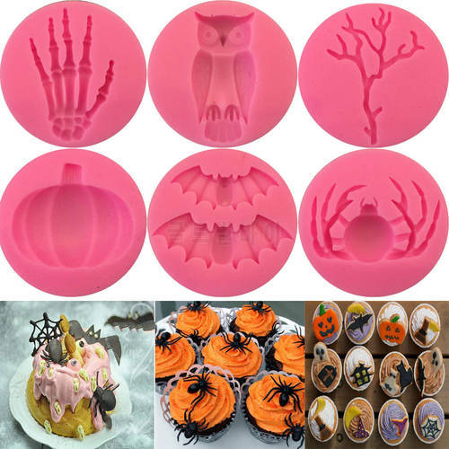 Halloween Series Bat Owl Spider Shape Silicone Cake Molds Fondant Cake Decorating Tool Kitchen Baking Molds