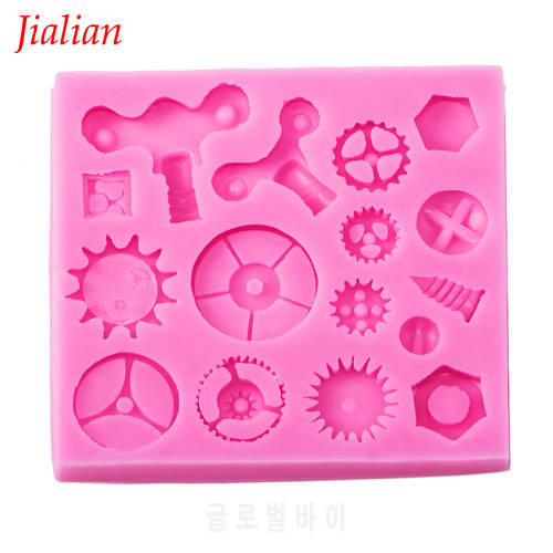 Angel Wings Gears & gearwheel Fondant silicone moulds Chocolate Baking Tools for Cakes decoration FT-0576
