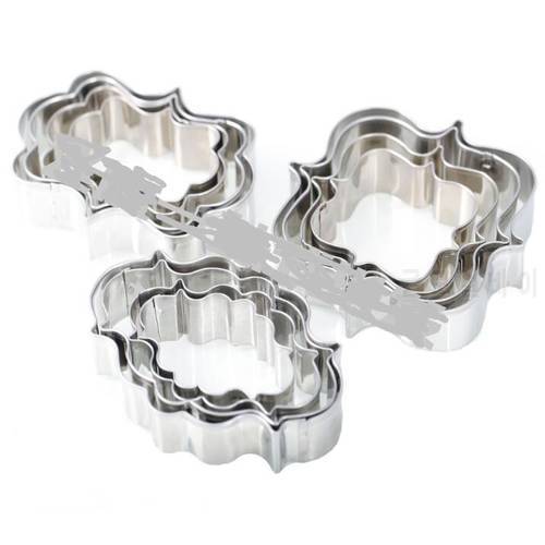 Cake Tool 4 pc set frame blessing wish plaque metal cookie cutter Pastry Decorating Tools oval bakeware Kitchen metal mold mould