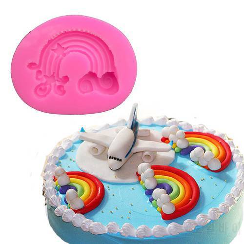 Rainbow Cloud Silicone Mold Cake Fondant Decorating Tools 3D Chocolate Candy Baking Clay Resin sugar Candy Sculpey T0619