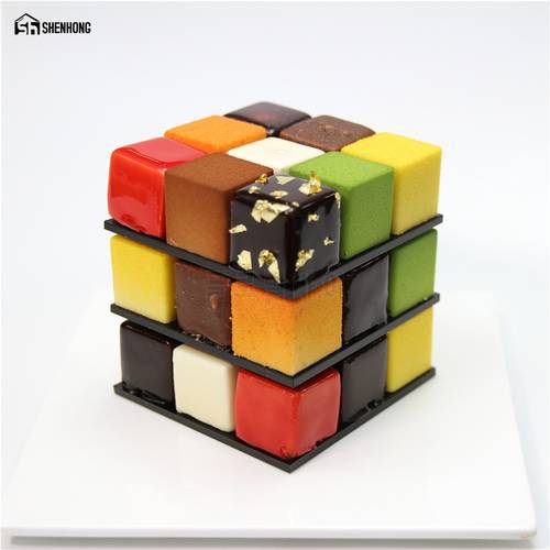 SHENHONG POP Cube 3D Cake Moulds Aluminum alloy Mold Mousse For Ice Cream Chocolate Dessert Art Pan Bakeware Pastry
