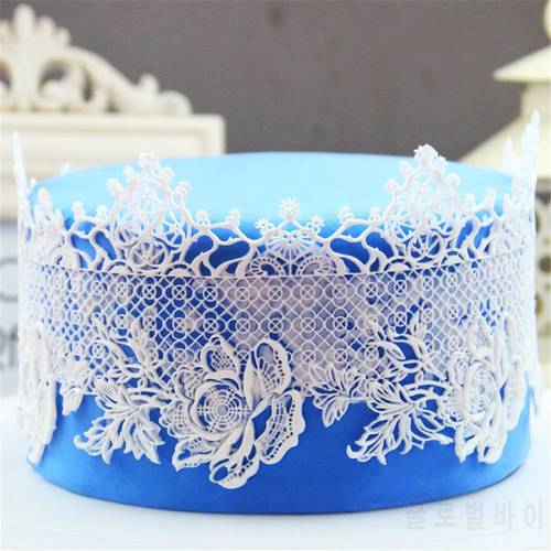Mom&Pea GX154 Free Shipping Flower Big Size Lace Mold Cake Decoration Fondant Cake 3D Mold Food Grade Silicone Mould
