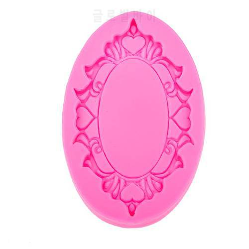 Oval frame Silicone Mold chocolate Fondant moulds baking DIY party cake Decorating Tools Free Shipping F0491