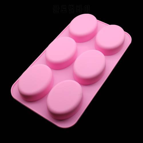 6 Grid Oval Soap Silicone Mold Silicone Mold Chocolate Cake Decorated Round Cheese Pastry Kitchen Baking Tools Cookie Cutter