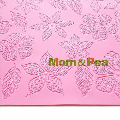 Mom&Pea GX185 Free Shipping Flowers Lace Mold Cake Decoration Fondant Cake 3D Mold Food Grade Silicone Mould