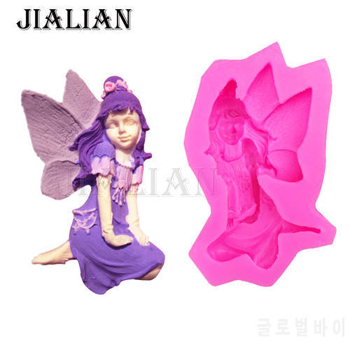 Flower fairy Party cake decorating tools DIY Girl angel cookies fondant silicone soap mould chocolate sugar art displays T0236