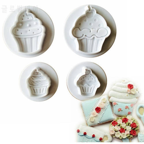 Cake Plunger 1 Set 6/5/4/3cm Cake Cupcake Ice Cream Plastic Cookie Cutter Mould Cake Decorating Mold Lace FONDANT Tools E701