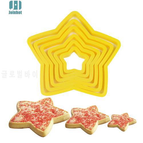 6pcs/set Star Shaped plastic Christmas Cake mold Biscuit Cutter cookie cutter biscuit stamp fondant 3D Cake Decorating Tools