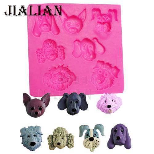 3D Dog hound pooch Fondant Cake Decorating Tools Baking Mold Cartoon Forest Animals Figure Clay/rubber silicone mold T-0869