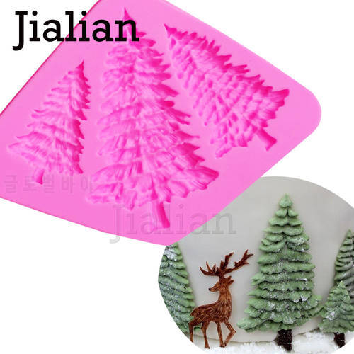 3 Hole Christmas tree Shaped Silicone Mold Cake Decoration Fondant cookies tools 3D Silicone Mould Gumpaste Candy T0972