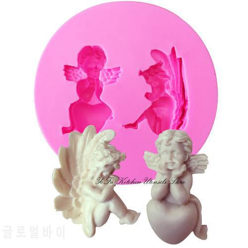 Lovely Angel Silicone mold fondant mold cake decorating tools heart chocolate gumpaste mold T1020