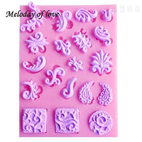 Plants Leaves lace chocolate DIY Seaweed fondant cake baking decorating tools silicone mold Clay Candy Moulds T0036