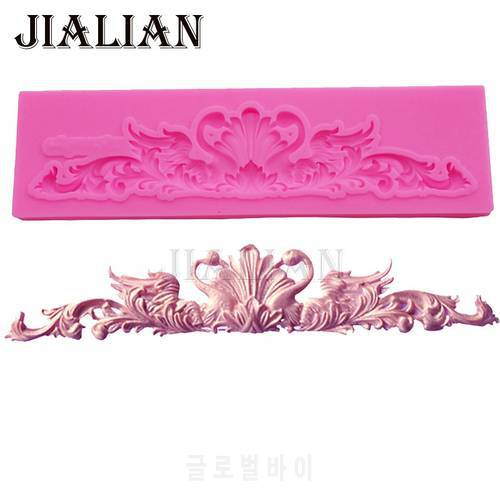 Swan shape lace border silicone mold cake decorating tools formas de silicone Clay Resin sugar Candy Sculpey T0928