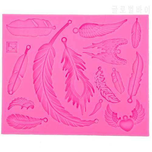 Angel&39s Feather Bird wings fondant 3D silicone decoration mold DIY Cake Decorating Tools cooking Baking mould F0522