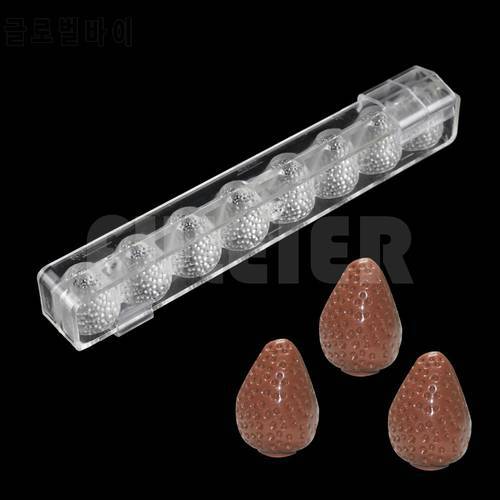 New 3D Strawberry froms polycarbonate chocolate mold, DIY baking tools Fruit shaped candy mold ,pc pastry chocolate mould