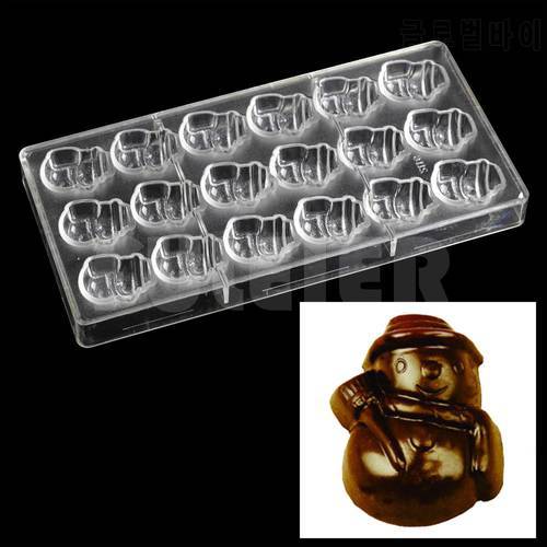 Christmas snowman Shape polycarbonate chocolate mold , pastry candy baking utensils pc chocolate plastic molde Kitchen tools