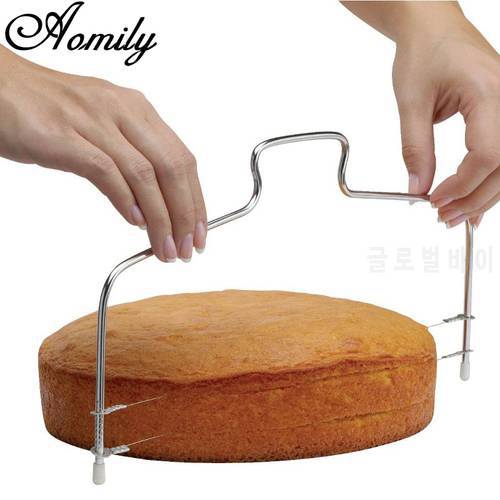 Aomily Conveniently 34x15cm Cake Slicer Wire Cutting Leveler Stainless Steel Pastry Cake Bread Cutter Pizza Dough Bakeware