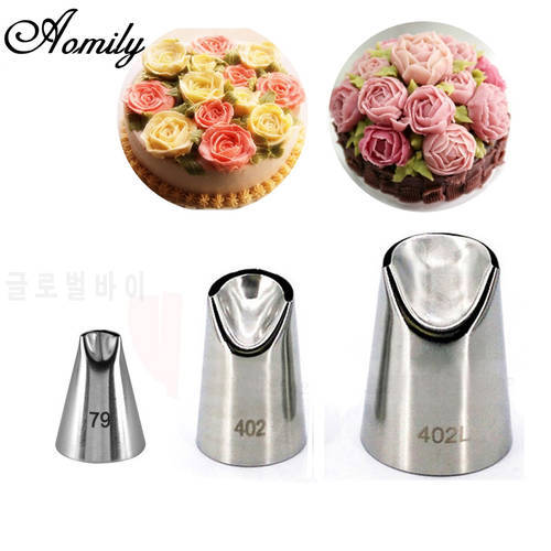 Aomily 3Pcs/set Stainless Steel Nozzles Pastry Cream Cakes Decorating Tips Set Baking Tools Kitchen Bakeware 3 Different Types