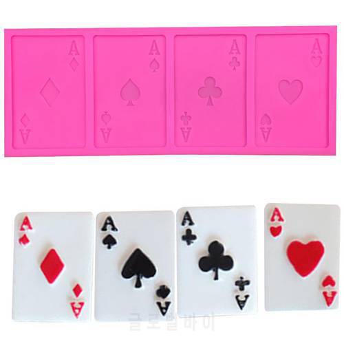 High quality Poker four paintings chocolate Party cake decorating tools DIY baking cooking fondant silicone mold T0196