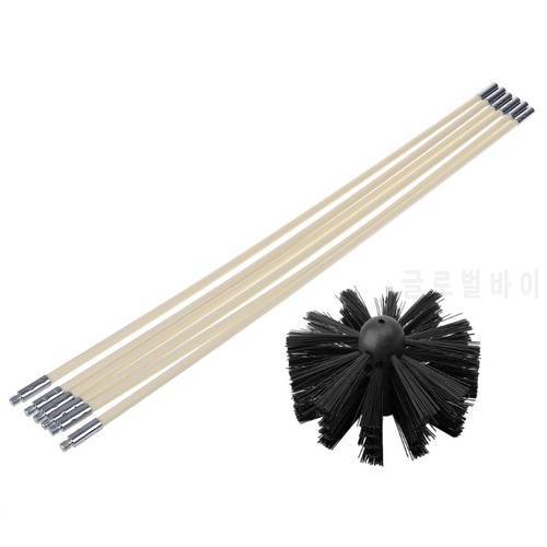 Nylon Brush With 6pcs Long Handle Flexible Pipe Rods For Chimney Kettle House Cleaner Cleaning Tool Kit