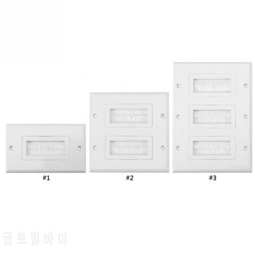 Plastic Anti dust Brush Cable Wall Plate Port Cover Outlet Mount Multimedia Panel New 1 Plastic Wall Plate