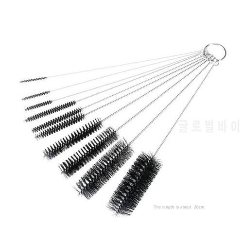 10pcs Coffee Machine Cleaning Brushes Stainless Steel Nylon Tube Espresso Coffee Maker Cleaner Brush Set