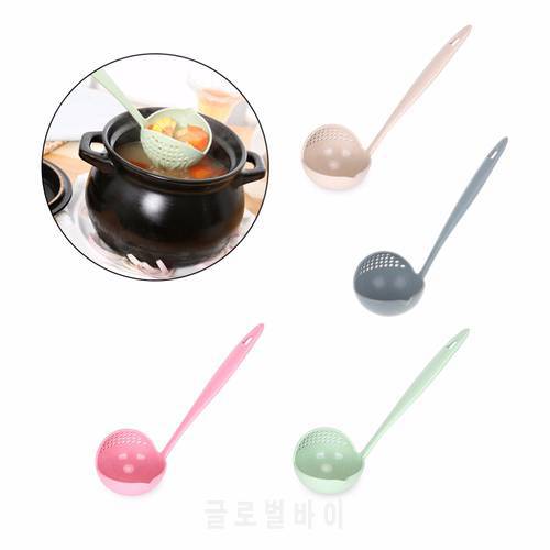 Brand 2 in 1 Wheat Straw Long Handle Soup Spoon Home Kitchen Porridge Ladle Filter Kitchen Tools Colanders & Strainers