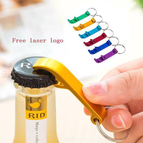 300pcs Free Laser Engraving Bottle Opener Keychain Rings Custom Logo Metal Key Chain Bottle / Can Openers Promotional Gift Item