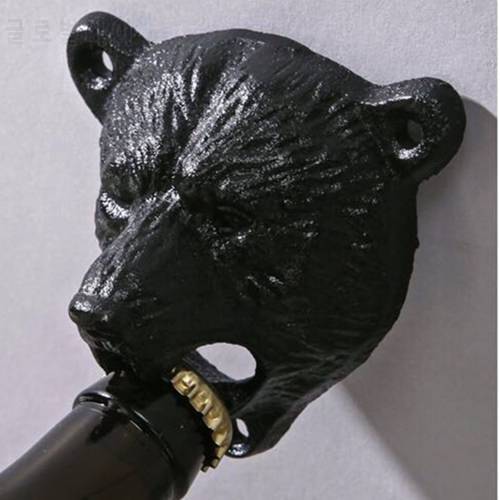 8.5*8.7*5.5cm Cast iron Wall Mount Glass Bottle Opener Bear Head Grizzly Beer Bottle Opener Kitchen Tool Chic Gift