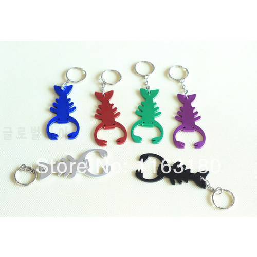 24Pcs/lot good quality Lobster Metal Bottle Opener Can opener with Keyring Keychain Promotional GiftFree shipping