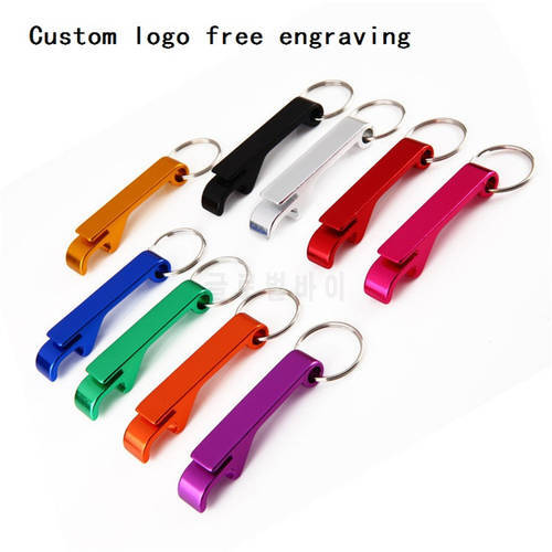 500Pcs Free Laser Engraving Bottle Opener Keychain Rings Custom Logo Metal Key Chain Bottle / Can Openers Promotional Gift Item