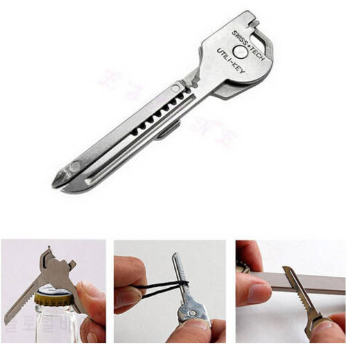 New Arrive 6 In 1 Multi Function Key Bottle Opener Key Chain Screwdriver Outdoor Necessary