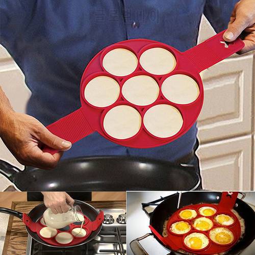 Silicone 4 Hole DIY Nonstick Pancake Maker Bake Cake Mold Cooking Tool Cheese Egg Cooker Pan Flip Mold Kitchen Accessories