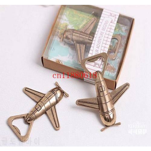 100pcs/lot Free Shipping Antique Air Plane Airplane Shape Wine Beer Bottle Opener Metal Openers For Wedding Party Gift Favors