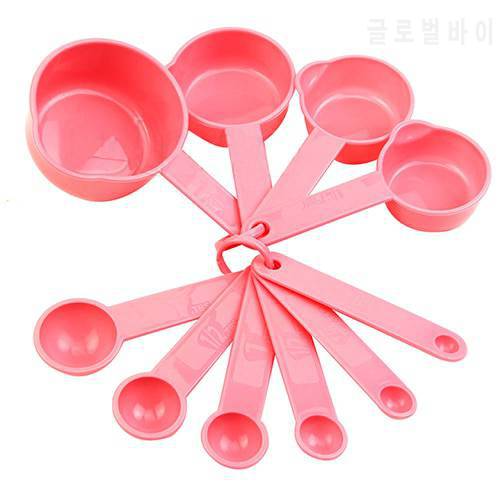 Hot Sale 10Pcs Baking Cup Spoon Set Tablespoon Measuring Tool Pink Kitchen Coffee Cooking 7JP7
