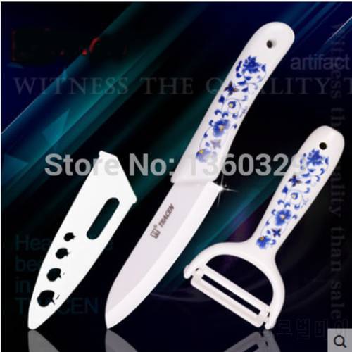 Kitchen Ceramic Knife Sets Cooking Tools cozinha faca de Fruit Knife in Ceramic Peeler Classic Blue White Chinese Style cuchillo