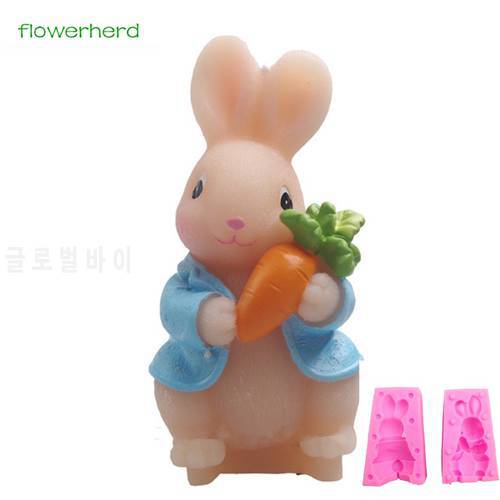 Easter Lovely Rabbit With Carrot Shape 3D Silicone Cake Mold For Cake Fondant Decorating Animal shape For Kitchen Accessories