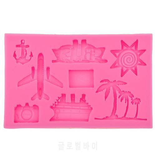 Coconut trees Hook Anchor Ship Plane, Aircraft,Sunsine Silicone mold for Cake Decorating Fondant Chocolate tools T0569