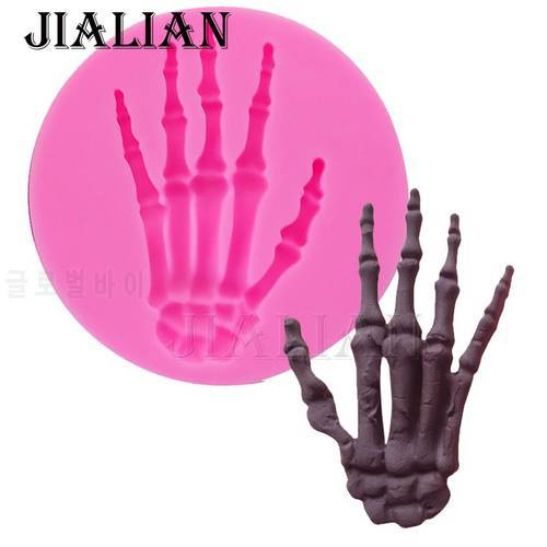 The palm hand bone Silicone Moulds for Halloween cake decorating tools Fondant Chocolate baking mold T0699