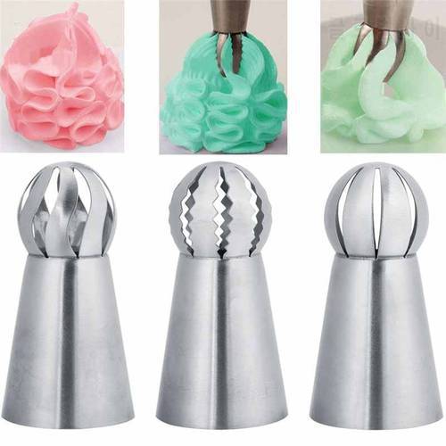 1/3PC Cupcake Stainless Steel Sphere Ball Shape Icing Piping Nozzles Pastry Cream Tips Flower Torch Pastry Tube Decoration