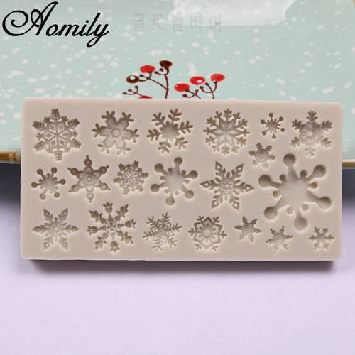 Aomily Snow Flake Shaped 3D Silicon Chocolate Jelly Candy Cake Bakeware Mold DIY Pastry Bar Ice Block Soap Mould Baking Tools