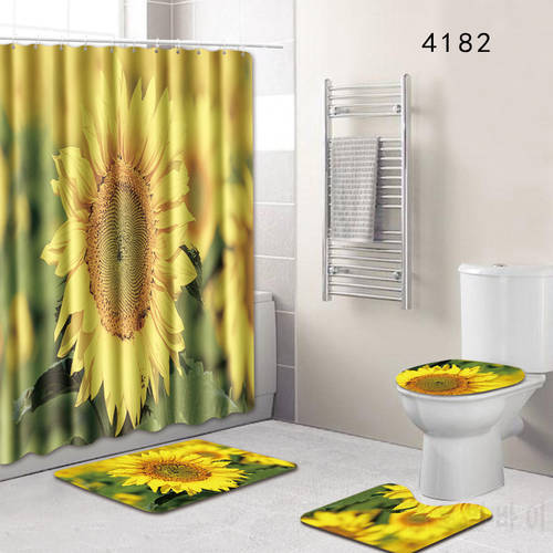 Hot Bathroom Shower Curtains 3D Design Polyester Waterproof Bath Curtains with Bathroom carpet rideau douche 180*180cm