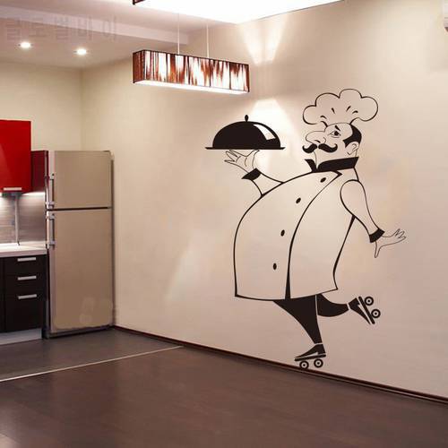 Funny Chef Wall Stickers for Kitchen Tile Glass Walls Waterproof Vinyl Wall Sticker Home Decor Wall Decals House DecorationGG-49
