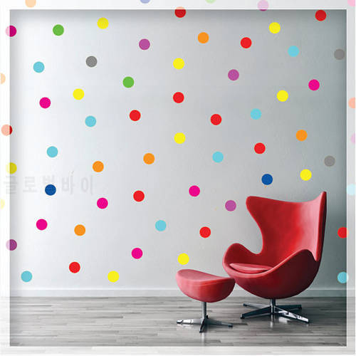 90 PCS Mixed 15 Colors Rainbow Polka Dots Wall Decals Sticker Living Room Decoration