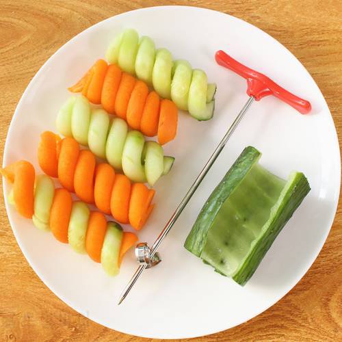 Stainless Steel and Plastic Manual Roller Spiral Slicer Vegetable Cutter Knife Fruit Carving Tools Kitchen Accessories