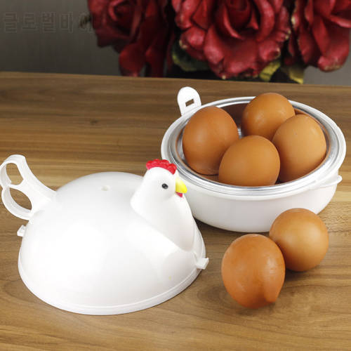 New Fun Chicken Shaped Egg Boiler Steamer food grade plastic 4 hole egg holder for kitchen cooking tool accessories